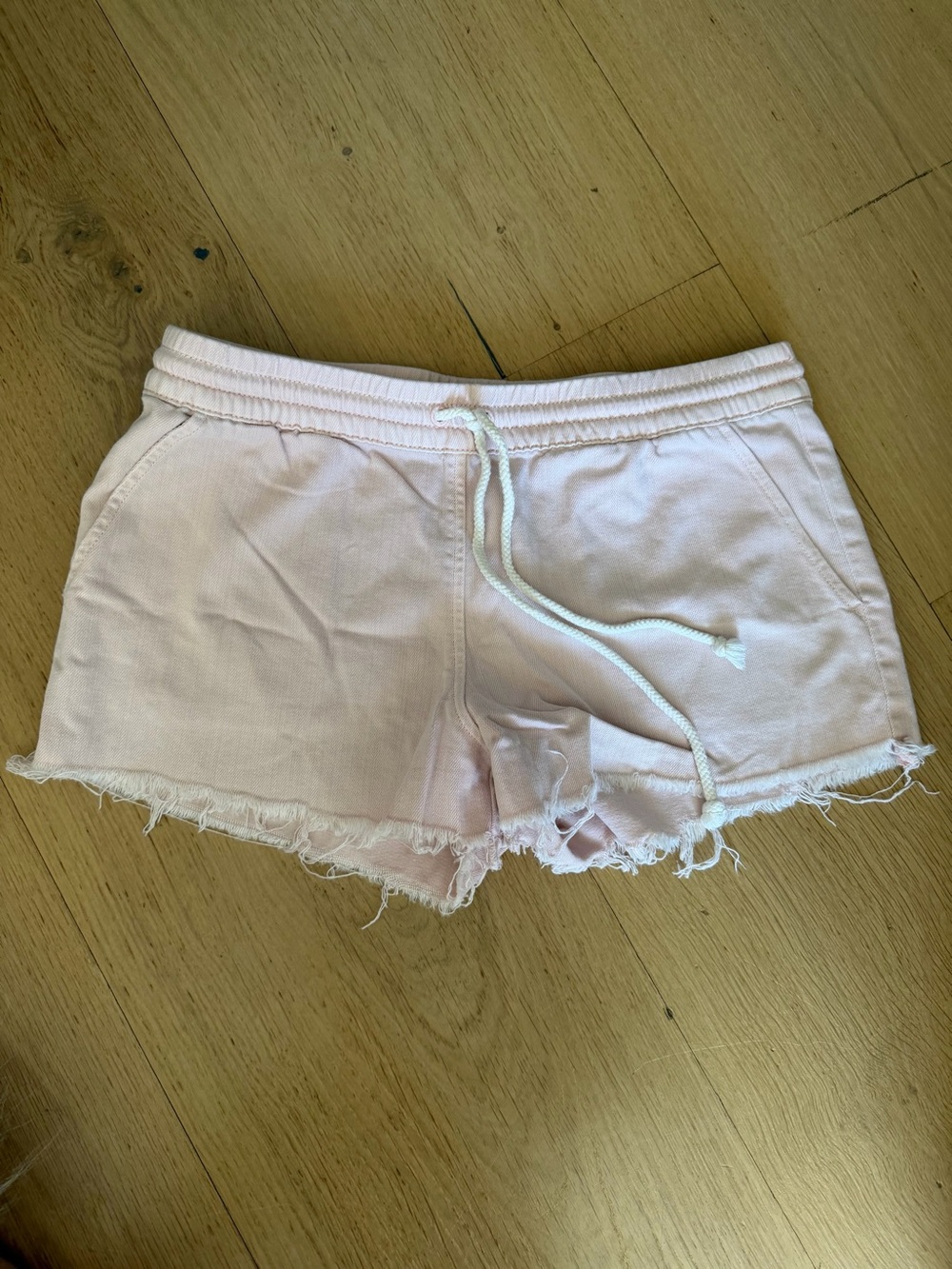 aerie Light Pink Drawstring Frayed-Hem Athletic Shorts